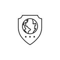 ecology, earth day, shield, globe icon. Element of mother earth day icon. Thin line icon for website design and development, app