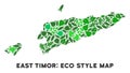 Vector Leaf Green Collage East Timor Map