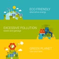 Ecology eco friendly pollution green planet flat web template Royalty Free Stock Photo