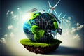 Ecology and Eco Green Energy Concept Illustration Sustainable Eco Friendly and Alternative Clean Energy and Healthy