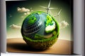 Ecology and Eco Green Energy Concept Illustration Sustainable Eco Friendly and Alternative Clean Energy and Healthy