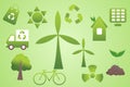 Ecology. Eco icon set. A windmill symbolizing alternative methods of energy generation. Ecologically clean cities. Recycling. Flat Royalty Free Stock Photo