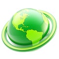 Ecology and eco life: green planet emblem isolated Royalty Free Stock Photo