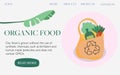 Organic food shop landing page template. Ecology - Eco package -Modern flat concept illustration of a paper bag with