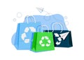 Ecology - Eco package -Modern flat vector concept illustration of a paper bag durrounded by plants.