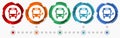 Ecology, electrical bus concept vector icon set, flat design pointers, infographic template