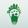 Ecology energy saving light bulb,Green cities help the world with eco-friendly concept ideas.vector illustration Royalty Free Stock Photo