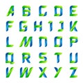 Ecology english alphabet letters green and blue