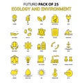 Ecology and Enviroment Icon Set. Yellow Futuro Latest Design icon Pack