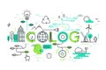 Ecology and environment concept illustration, thin line flat design Royalty Free Stock Photo