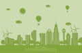 Ecology and environment conservation concept. Green city landscape in paper cut style Royalty Free Stock Photo