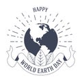 Ecology and environment Earth day isolated monochrome icon vector plant leaves Royalty Free Stock Photo