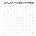 ecology and environment icons, signs, outline symbols, concept linear illustration line collection Royalty Free Stock Photo