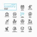 Ecology and environment - line design style icons set