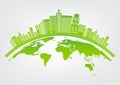 Ecology and Environmental Concept,Earth Symbol With Green Leaves Around Cities Help The World With Eco-Friendly Ideas