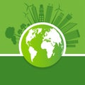 Ecology and Environmental Concept,Earth Symbol With Green Leaves Around Cities Help The World With Eco-Friendly Ideas