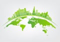 Ecology and Environmental Concept,Earth Symbol With Green Leaves Around Cities Help The World With Eco-Friendly Ideas