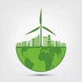 Ecology and Environmental Concept,Earth Symbol With Green Leaves Around Cities Help The World With Eco-Friendly Ideas