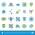 Ecology and environmental conservation vector icons set, unusual Royalty Free Stock Photo