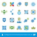 Ecology and environmental conservation vector icons set, unusual Royalty Free Stock Photo