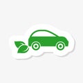 Ecology and Environmental Sticker Concept, Car Symbol With Green Leaves Royalty Free Stock Photo