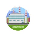 Ecology Factory. Eco Plant Icon in Flat Style.