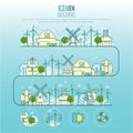 Ecology farm infographic. Vector template with thin line icons of eco farm technology, sustainability of local