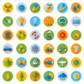 Ecology Flat Icons on Circles with Shadow. Set