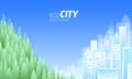 Ecology friendly city. Green energy cityscape skyline World environment Day. Save nature planet Earth. Green forest Royalty Free Stock Photo