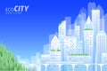 Ecology friendly city. Green energy cityscape skyline World environment Day. Save nature planet Earth. Green living roof