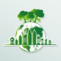 Ecology.Green cities help the world with eco-friendly concept ideas.vector illustration Royalty Free Stock Photo