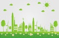 Ecology,Green cities help the world with eco-friendly concept ideas. illustration Royalty Free Stock Photo