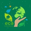 Ecology.Green cities help the world with eco-friendly concept ideas.vector illustration Royalty Free Stock Photo