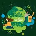 Ecology.Green cities help the world with eco-friendly concept ideas.vector illustration Royalty Free Stock Photo
