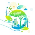 Ecology.Green cities help the world with eco-friendly concept ideas.vector illustration Royalty Free Stock Photo