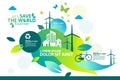 Ecology.Green cities help the world with eco-friendly concept ideas.vector illustration