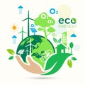 Ecology.Green cities help the world with eco-friendly concept ideas.vector illustration Royalty Free Stock Photo