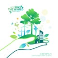 Ecology.Green cities help the world with eco-friendly concept ideas.vector illustration Royalty Free Stock Photo