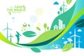 Ecology.Green cities help the world with eco-friendly concept ideas.vector illustration