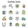 Ecology, Green Energy color line icon set vector illustration graphic design Royalty Free Stock Photo