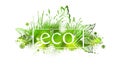 Ecology. Enviroment protection. Green grass. Vector illustration