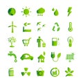 Ecology green icon set, eco technology, renewable energy, environmental protection Royalty Free Stock Photo