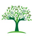 Ecology green icons tree with hands logo vector Royalty Free Stock Photo