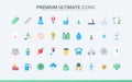 Ecology, green recycle technology and environment trendy flat icons set, eco consumption. Royalty Free Stock Photo