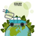 Ecology green world car vehicle transport electric concept Royalty Free Stock Photo