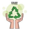 Ecology green world hand recycle symbol Royalty Free Stock Photo