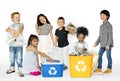 Ecology group of children separate trash for recycle Royalty Free Stock Photo