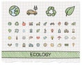 Ecology hand drawing line icons. Royalty Free Stock Photo