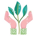 ecology hand with plant