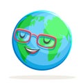 Ecology happy emotion nature earth globe character icon isolated vector illustration